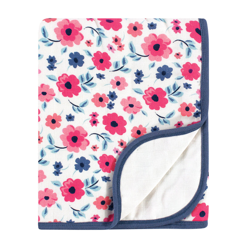 Touched by Nature Organic Cotton Muslin Tranquility Blanket, Garden Floral