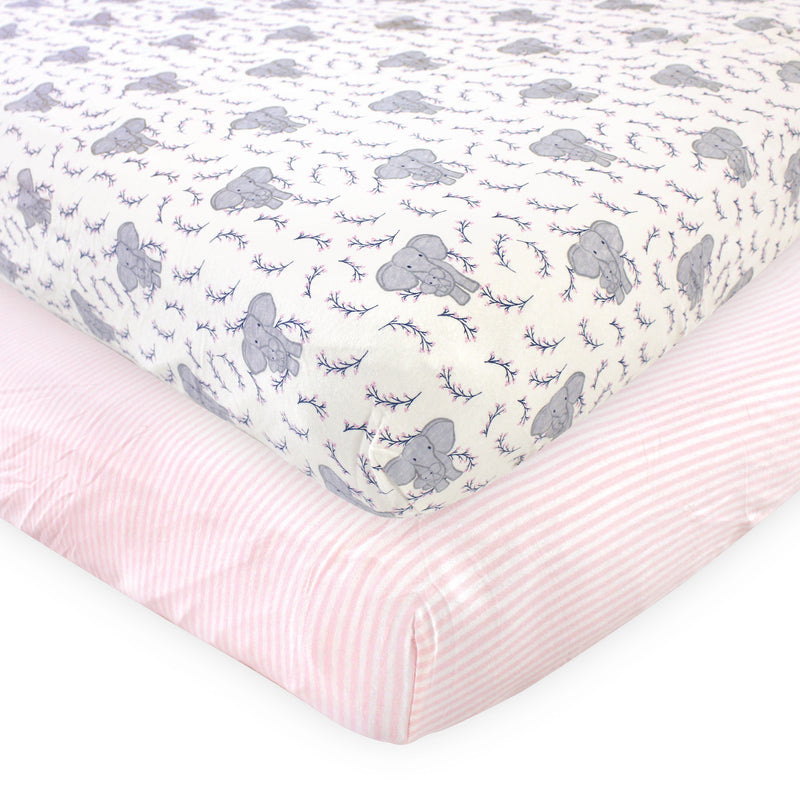 Touched by Nature Organic Cotton Crib Sheet, Girl Elephant