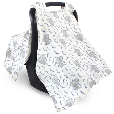 Touched by Nature Organic Muslin Car Seat Canopy, Pink Elephant