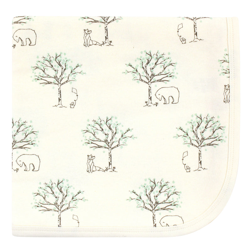 Touched by Nature Organic Cotton Swaddle, Receiving and Multi-purpose Blanket, Birch Trees