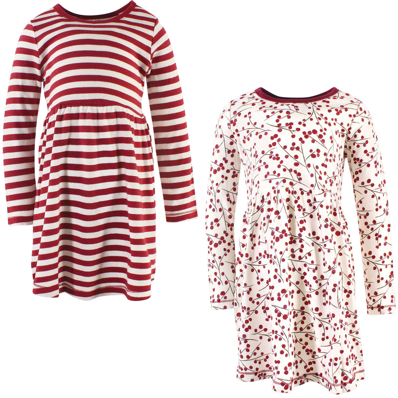 Touched by Nature Organic Cotton Long-Sleeve Youth Dresses, Berry Branch