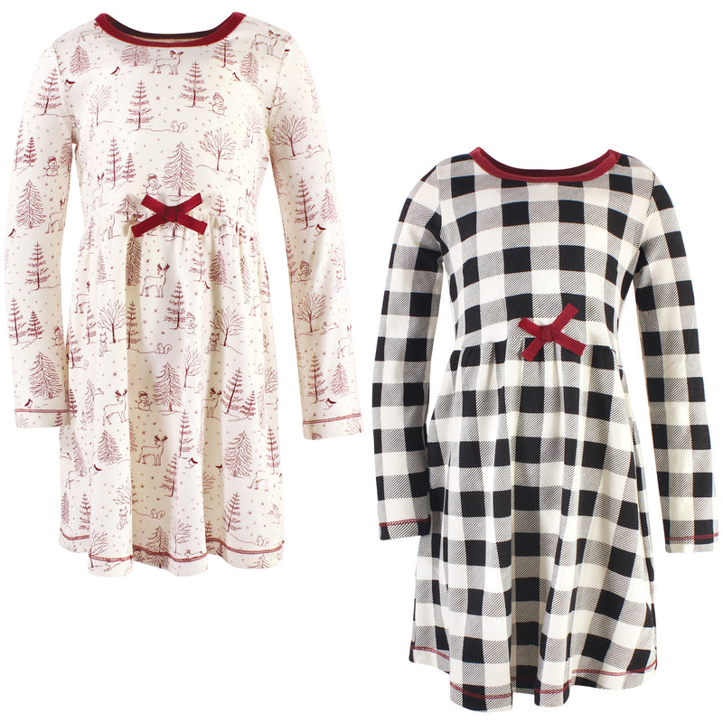 Touched by Nature Organic Cotton Long-Sleeve Youth Dresses, Winter Woodland