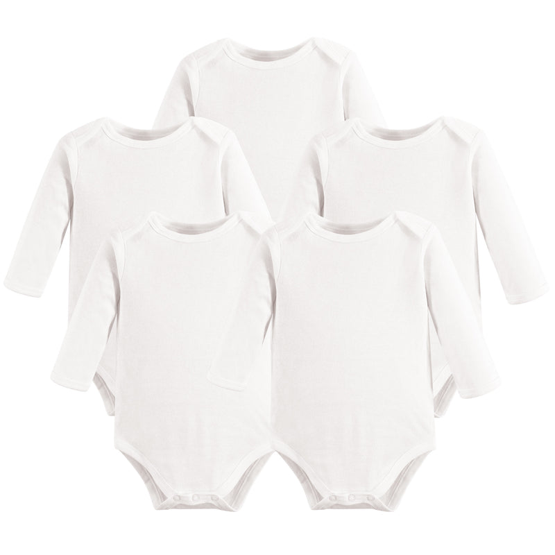 Touched by Nature Organic Cotton Long-Sleeve Bodysuits, White Long-Sleeve