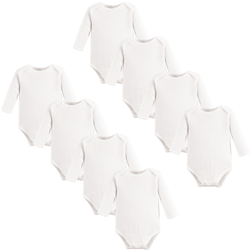 Touched by Nature Organic Cotton Long-Sleeve Bodysuits, White