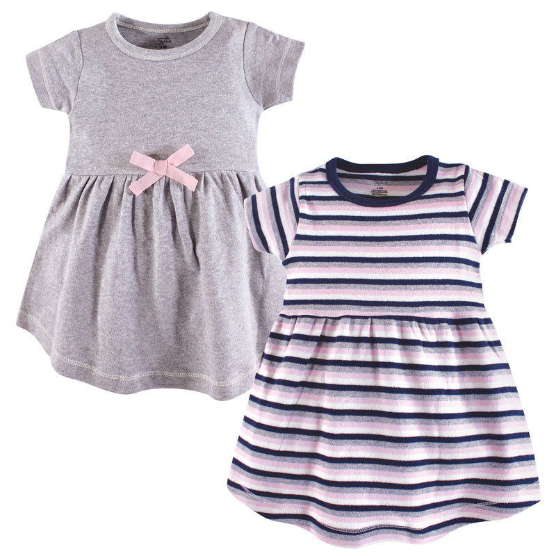 Touched by Nature Organic Cotton Short-Sleeve Dresses, Heather Gray Stripe