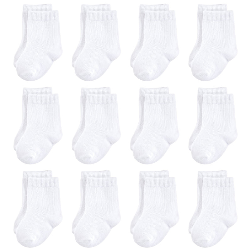 Touched by Nature Organic Cotton Socks, White 12-Pack