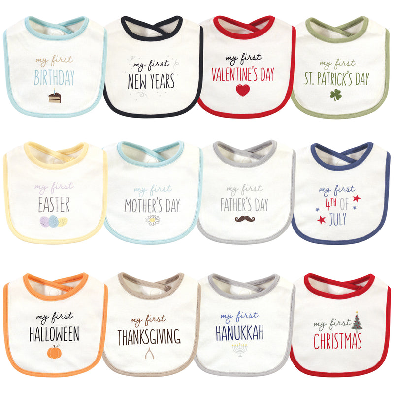Touched by Nature Organic Cotton Bibs, Holiday Neutral
