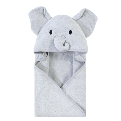 Touched by Nature Organic Cotton Animal Face Hooded Towels, Gray Elephant