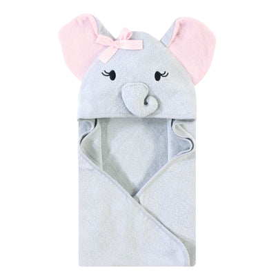 Touched by Nature Organic Cotton Animal Face Hooded Towels, Girl Elephant