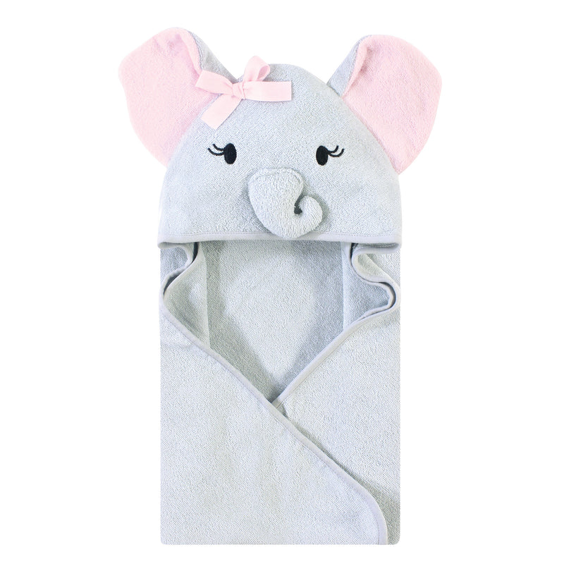 Touched by Nature Organic Cotton Animal Face Hooded Towels, Girl Elephant