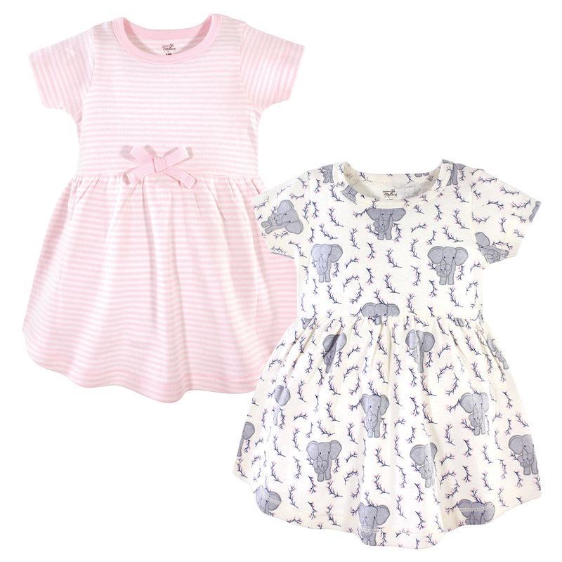 Touched by Nature Organic Cotton Short-Sleeve Dresses, Pink Elephant