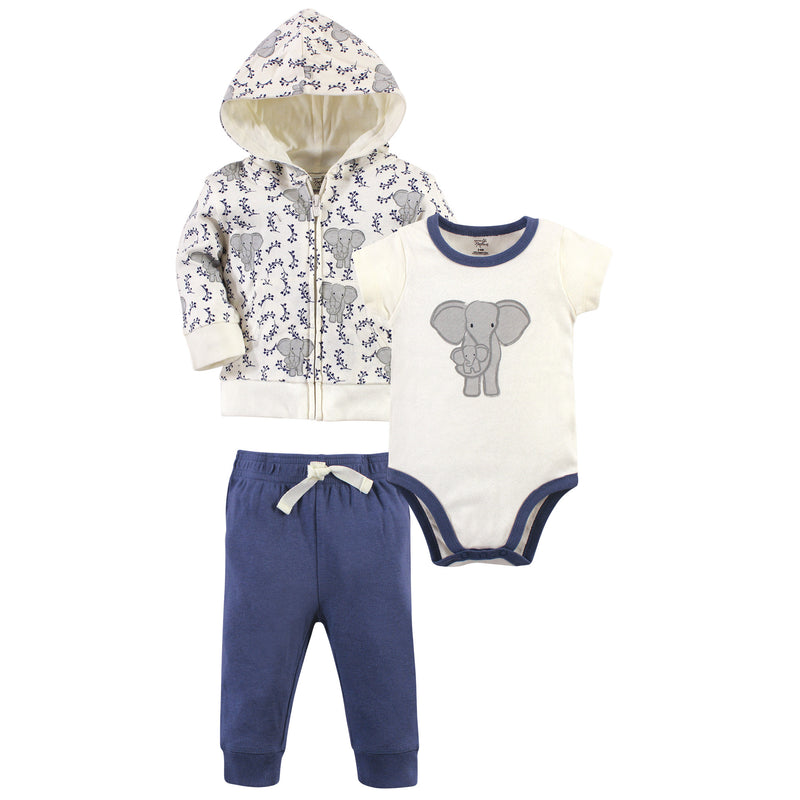 Touched by Nature Organic Cotton Hoodie, Bodysuit or Tee Top, and Pant, Print Elephant