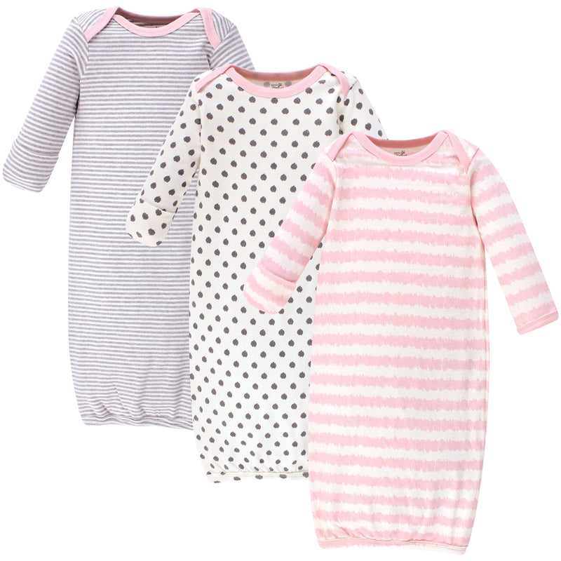 Touched by Nature Organic Cotton Gowns, Pink Gray Scribble