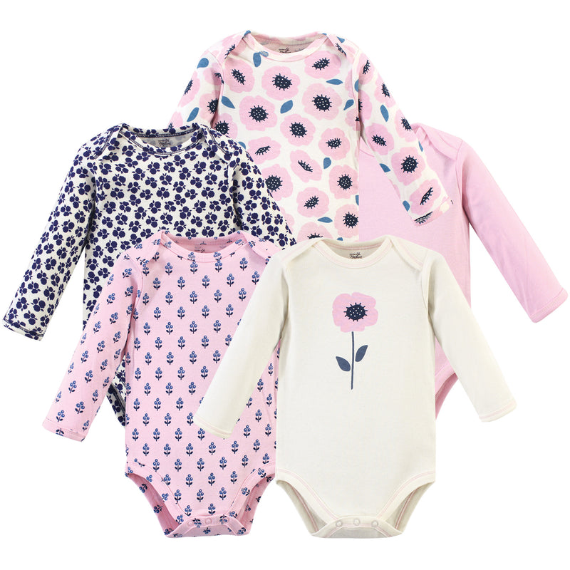 Touched by Nature Organic Cotton Long-Sleeve Bodysuits, Blossom