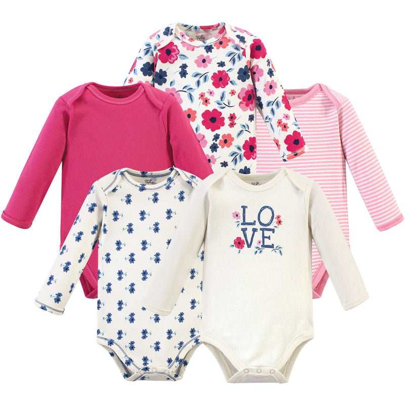 Touched by Nature Organic Cotton Long-Sleeve Bodysuits, Garden Floral