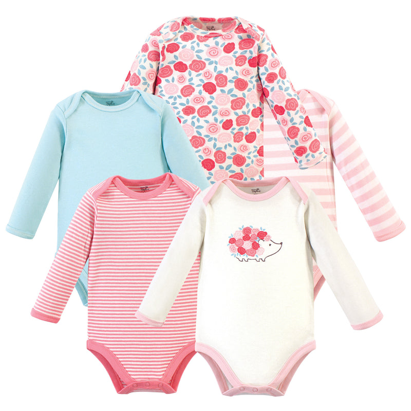 Touched by Nature Organic Cotton Long-Sleeve Bodysuits, Rosebud