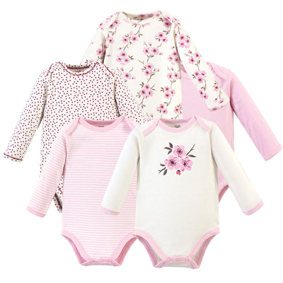 Touched by Nature Organic Cotton Long-Sleeve Bodysuits, Cherry Blossom