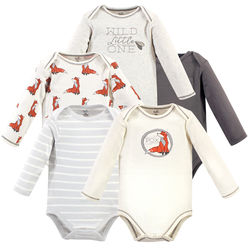 Touched by Nature Organic Cotton Long-Sleeve Bodysuits, Boho Fox