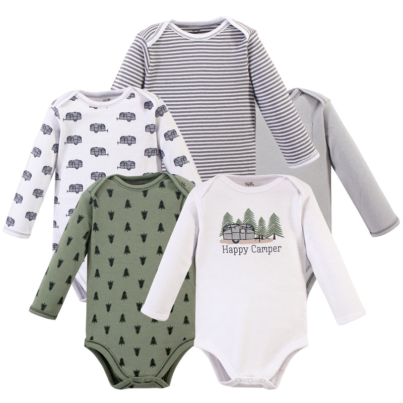 Touched by Nature Organic Cotton Long-Sleeve Bodysuits, Happy Camper