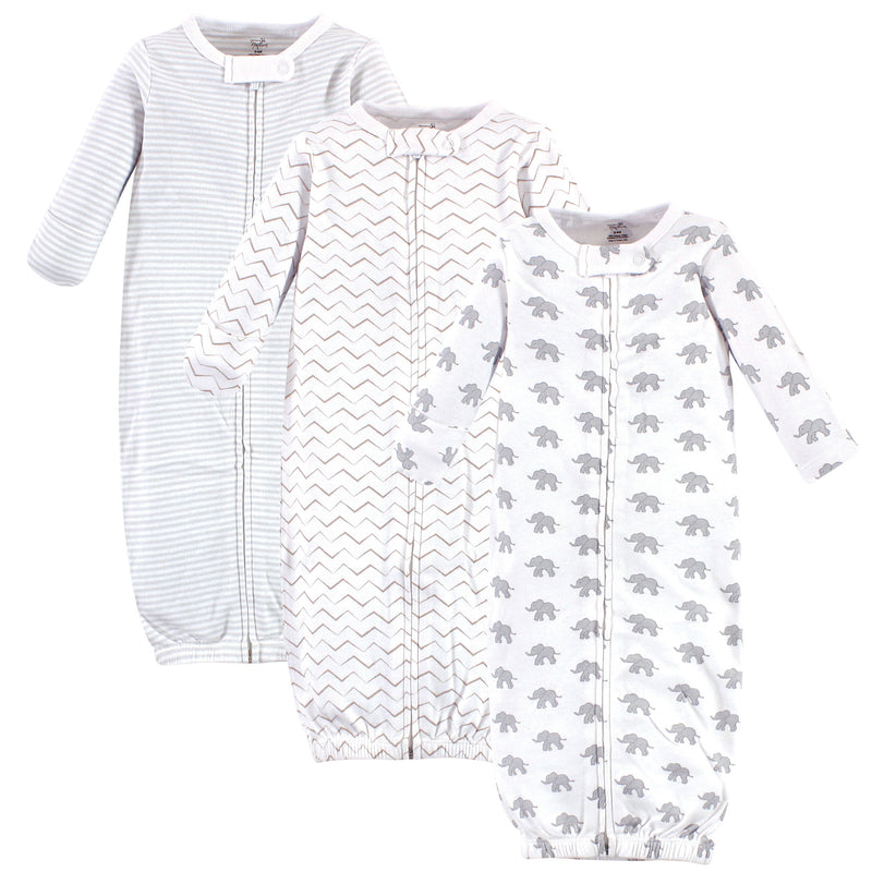 Touched by Nature Organic Cotton Zipper Gowns, Marching Elephant