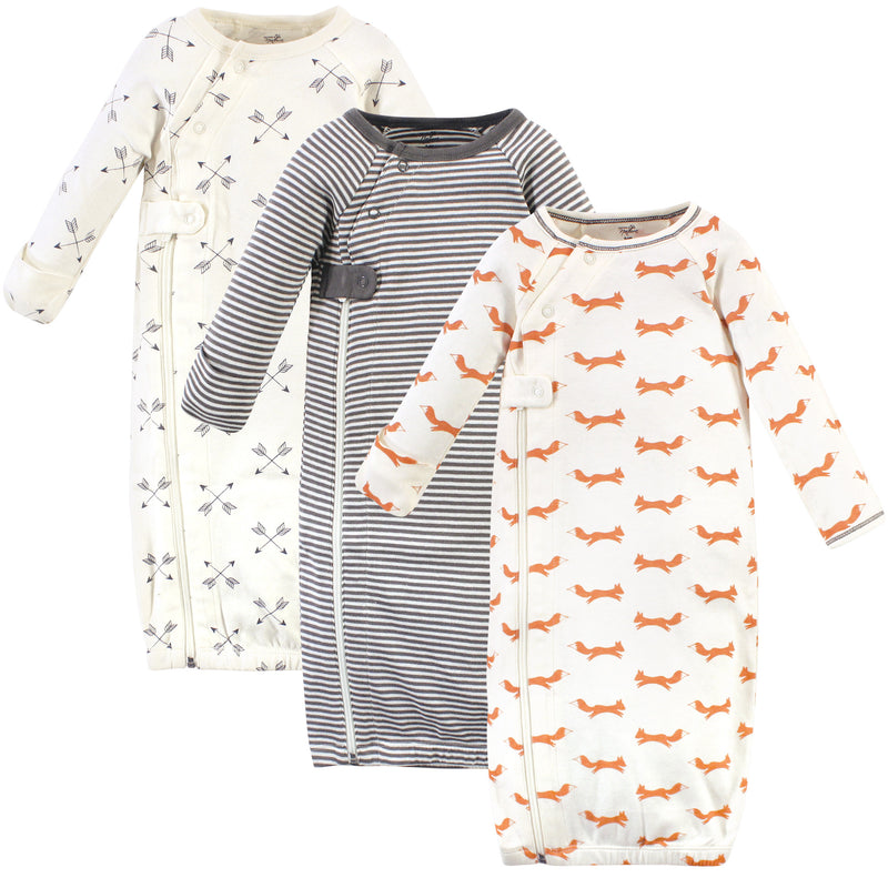 Touched by Nature Organic Cotton Zipper Gowns, Orange Fox