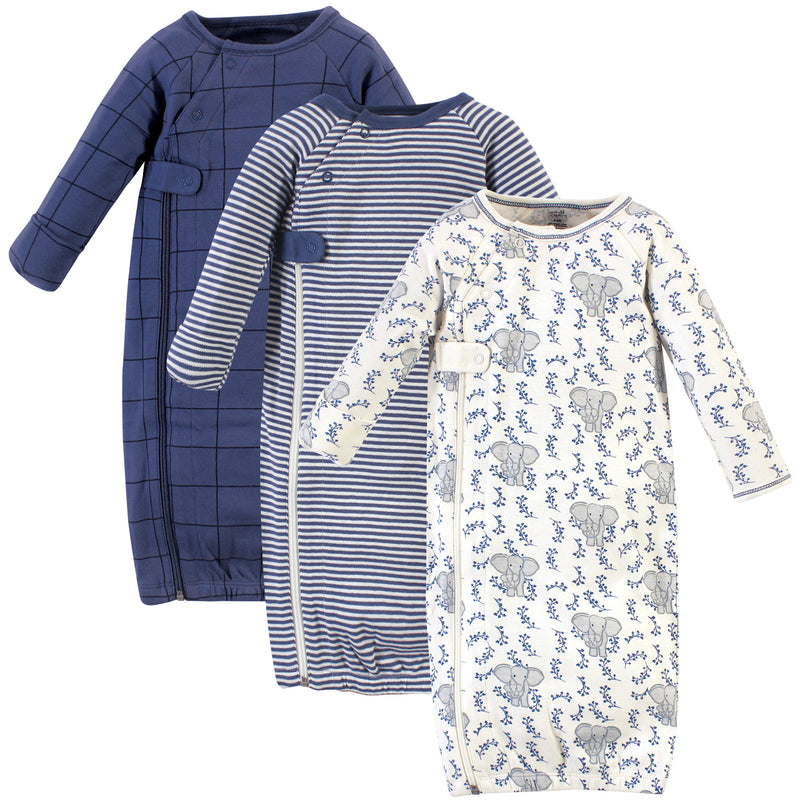 Touched by Nature Organic Cotton Zipper Gowns, Elephant Side Zipper