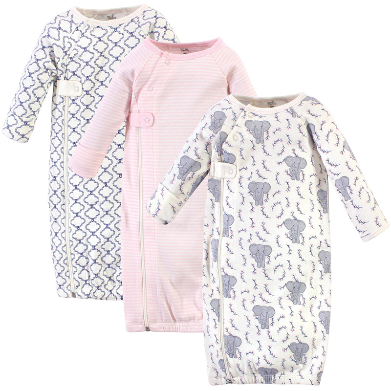 Touched by Nature Organic Cotton Zipper Gowns, Girl Elephant
