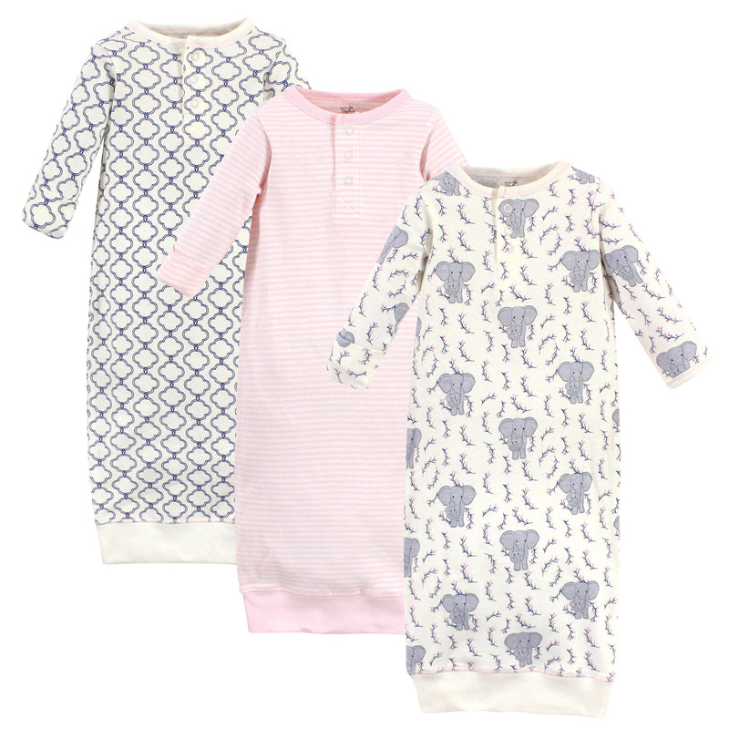 Touched by Nature Organic Cotton Henley Gowns, Girl Elephant