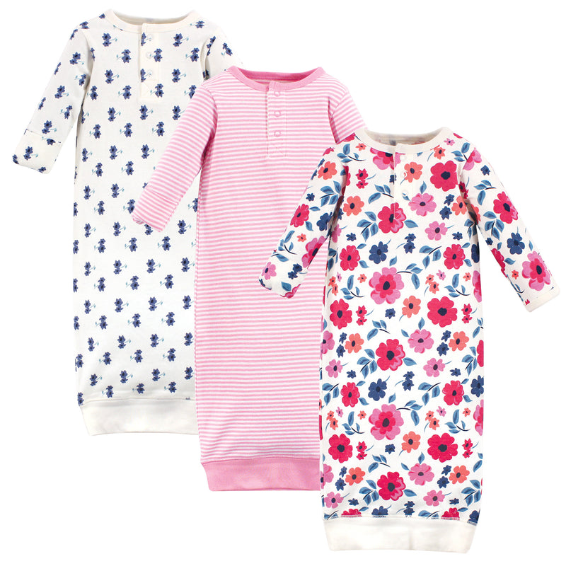 Touched by Nature Organic Cotton Henley Gowns, Garden Floral