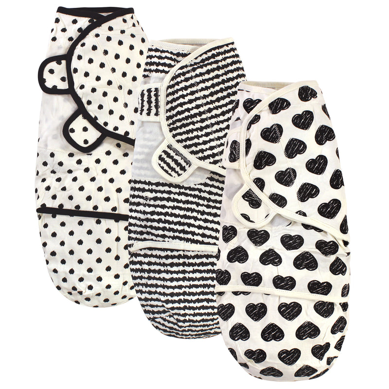 Touched by Nature Organic Cotton Swaddle Wraps, Heart 3-Pack
