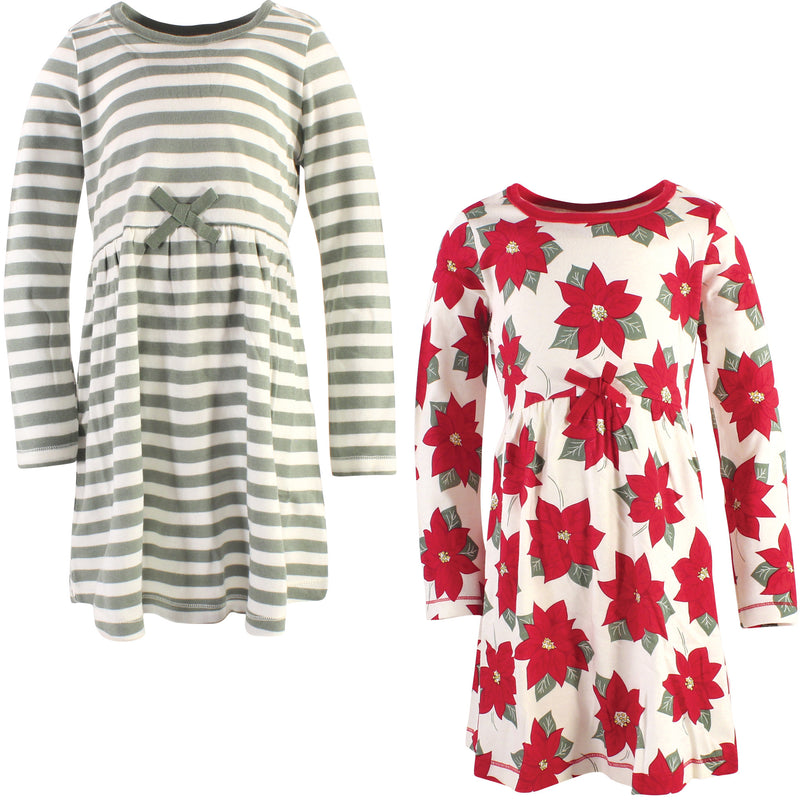 Touched by Nature Organic Cotton Long-Sleeve Youth Dresses, Poinsettia