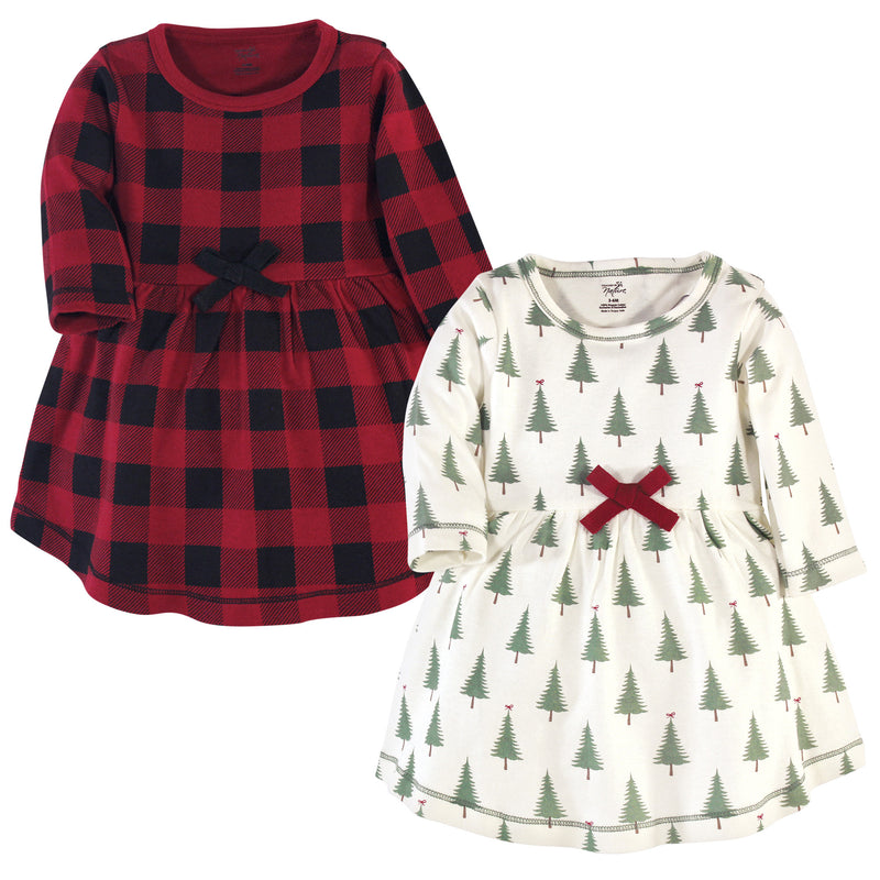 Touched by Nature Organic Cotton Long-Sleeve Dresses, Tree Plaid