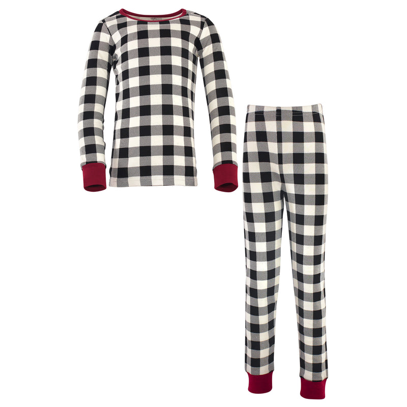 Touched by Nature Organic Cotton Tight-Fit Pajama Set, Black Plaid