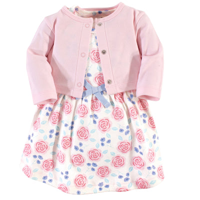 Touched by Nature Organic Cotton Dress and Cardigan, Pink Rose