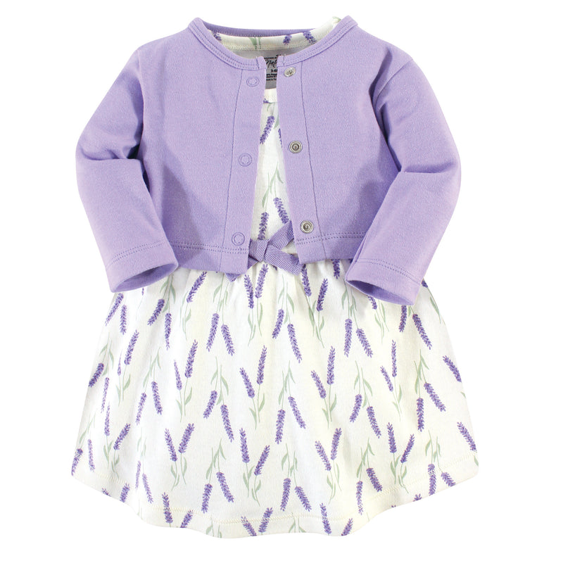 Touched by Nature Organic Cotton Dress and Cardigan, Lavender