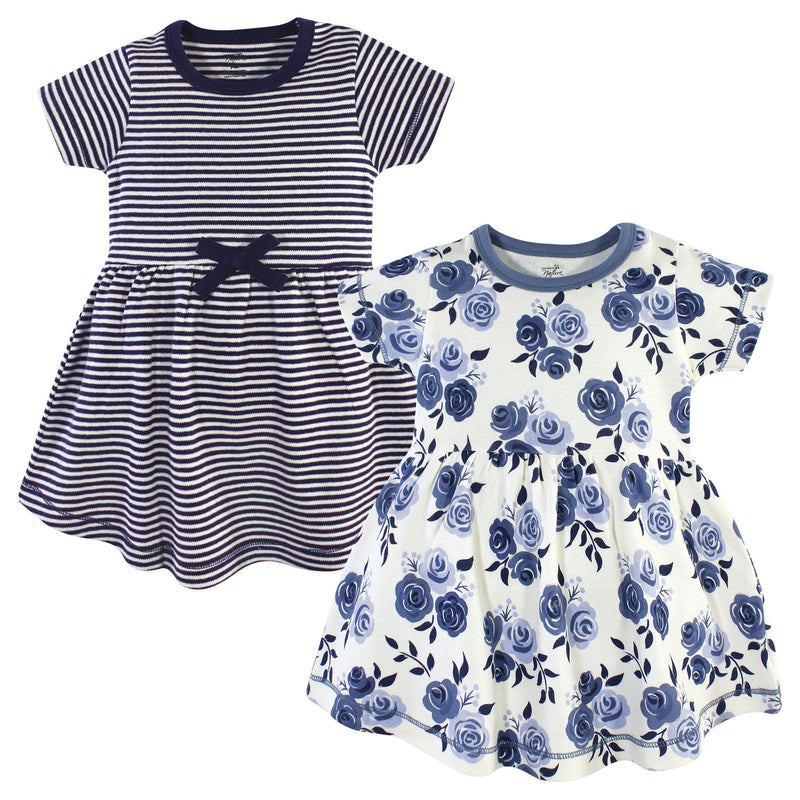 Touched by Nature Organic Cotton Short-Sleeve Dresses, Navy Floral