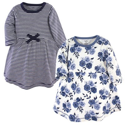 Touched by Nature Organic Cotton Long-Sleeve Dresses, Navy Floral