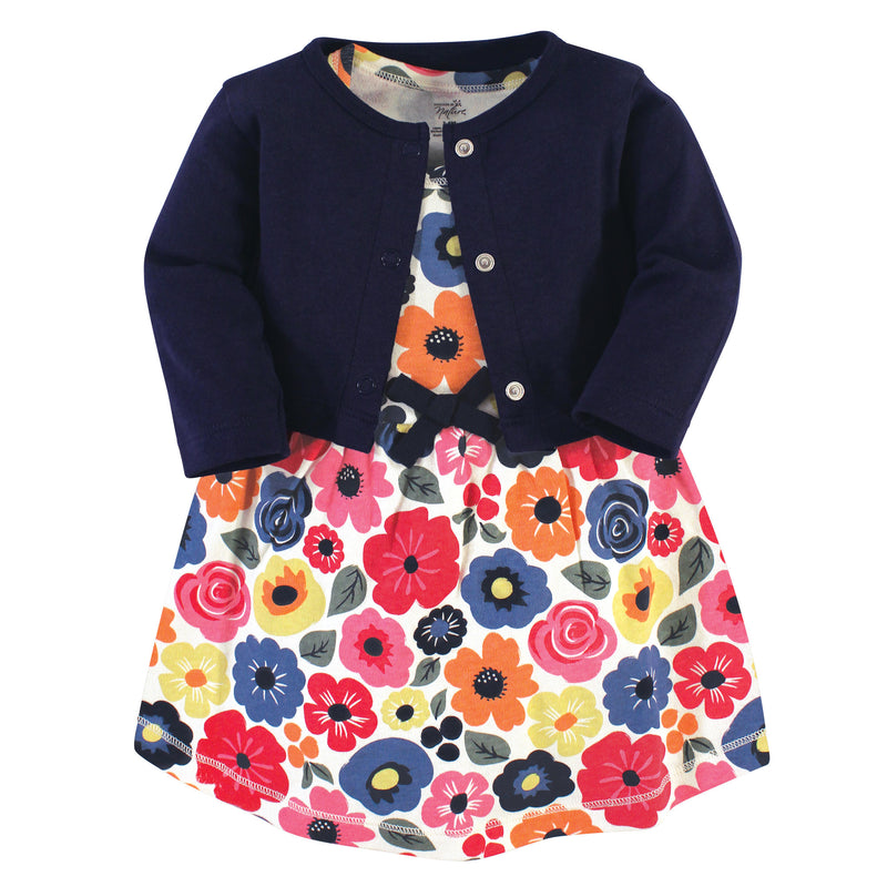 Touched by Nature Organic Cotton Dress and Cardigan, Bright Flower