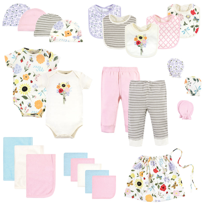 Touched by Nature Organic Cotton Layette Set and Giftset, Flutter Garden