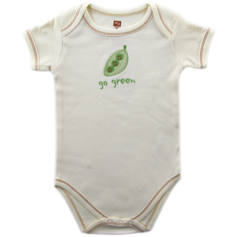 Touched by Nature Organic Cotton Bodysuits, Pea 1-Pack
