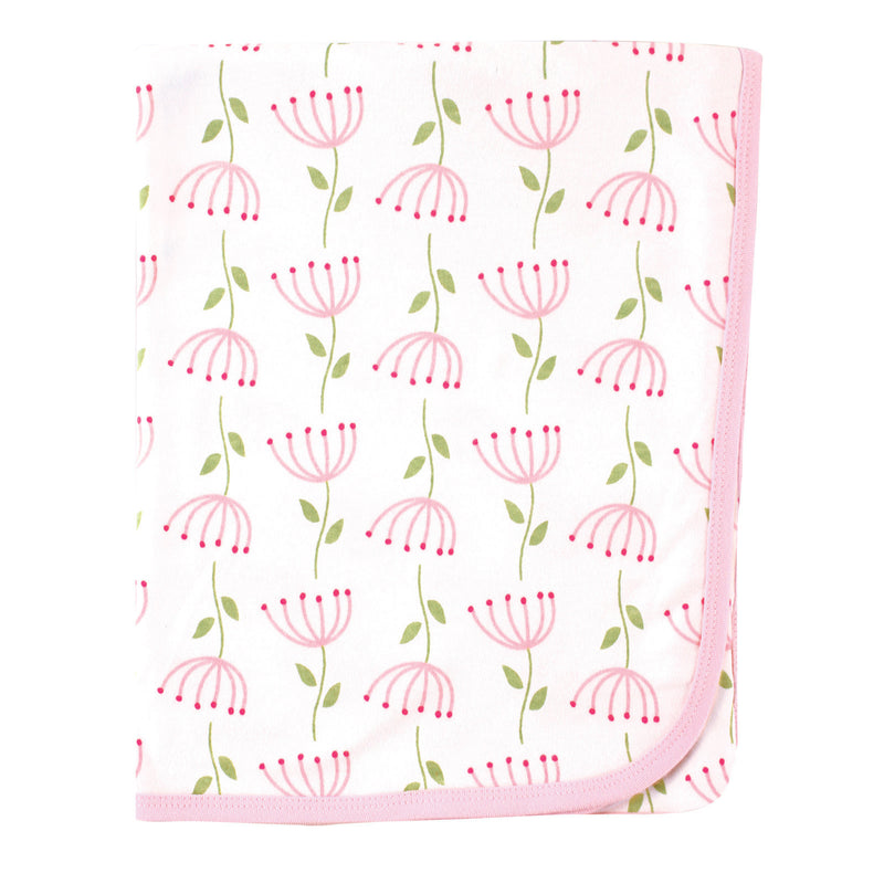 Touched by Nature Organic Cotton Swaddle, Receiving and Multi-purpose Blanket, Flower