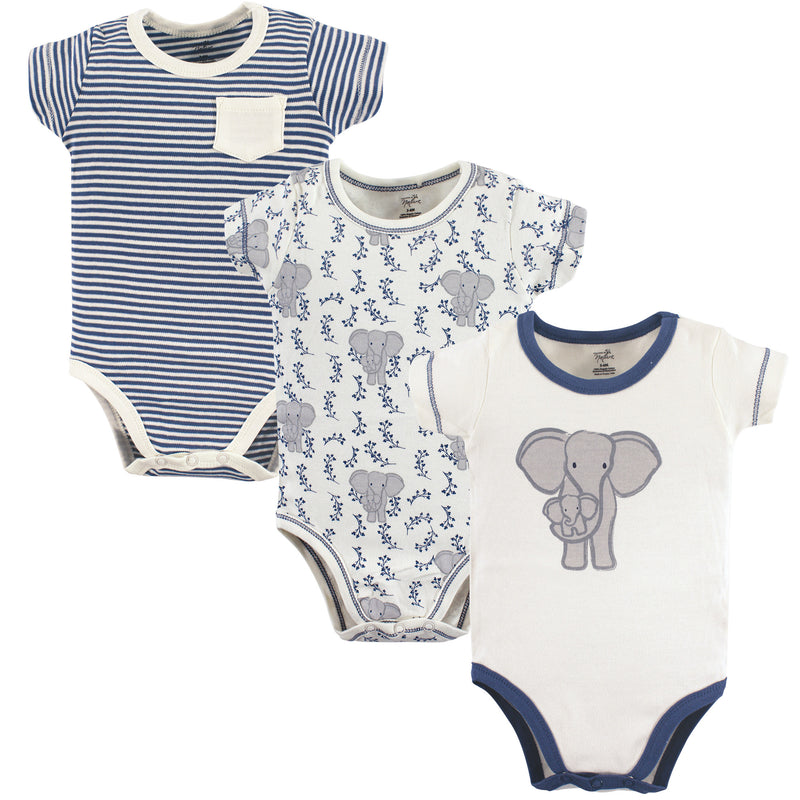 Touched by Nature Organic Cotton Bodysuits, Elephant 3-Pack
