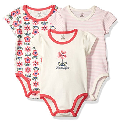 Touched by Nature Organic Cotton Bodysuits, Flower 3-Pack