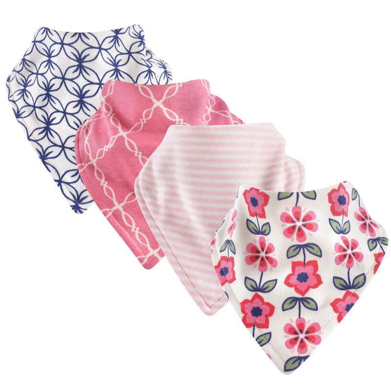 Touched by Nature Organic Cotton Bandana Bibs, Flower 4Pack