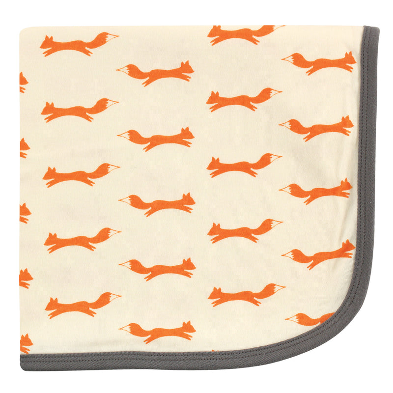 Touched by Nature Organic Cotton Swaddle, Receiving and Multi-purpose Blanket, Fox
