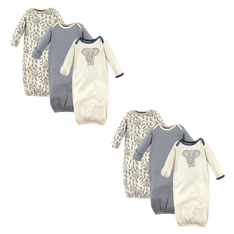 Touched by Nature Organic Cotton Gowns, Elephant 6-Piece