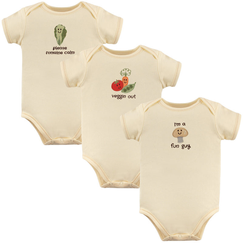 Touched by Nature Organic Cotton Bodysuits, Mushroom 3-Pack