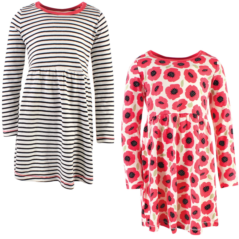 Touched by Nature Organic Cotton Long-Sleeve Youth Dresses, Poppy