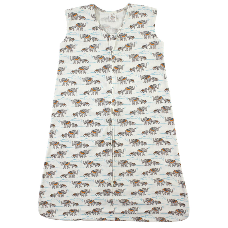 Touched by Nature Organic Cotton Sleeveless Wearable Sleeping Bag, Sack, Blanket, Elephants