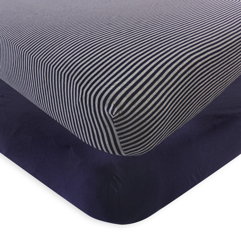 Touched by Nature Organic Cotton Crib Sheet, Navy Heather Gray